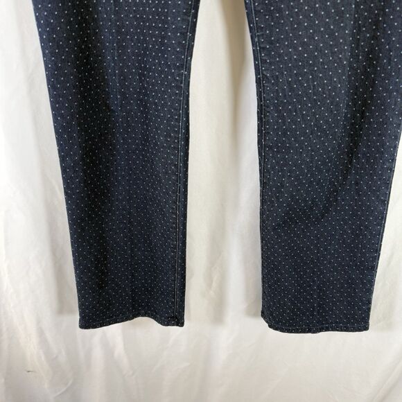 Chico's Jeans Women's 14 Blue Polka Dot Slim Leg Pockets Button Zip - Picture 3 of 8